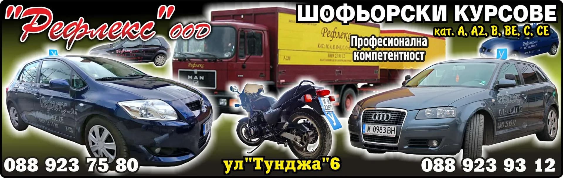 РЕФЛЕКС - ОБУЧЕНИЕ НА ВОДАЧИ НА МПС, ОРГАНИЗИРАНЕ И ПРОВЕЖДАНЕ НА КУРСОВЕ ЗА ПРОФЕСИОНАЛНА КВАЛИФИКАЦИЯ И ПРЕ…