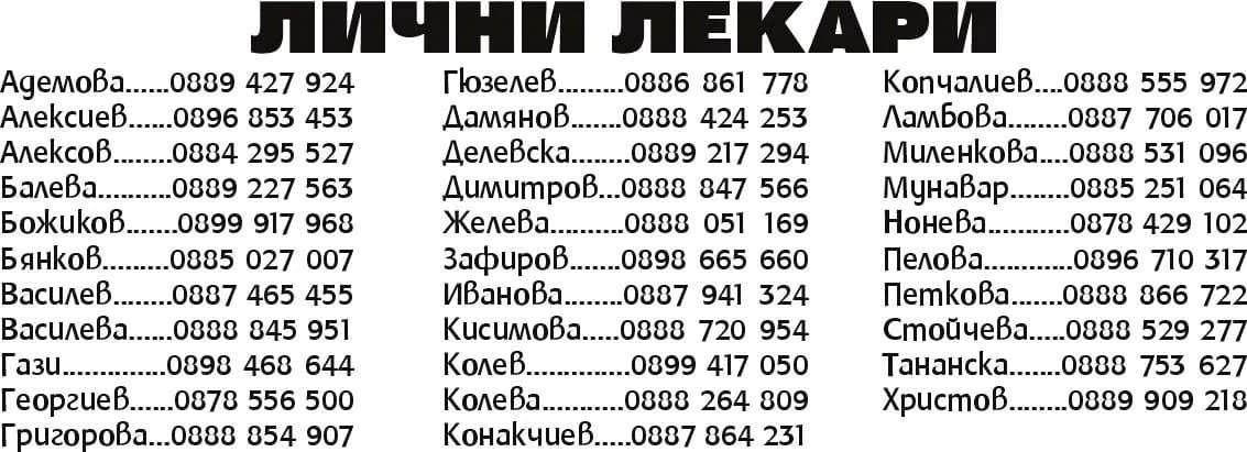 ЛИЧНИ ЛЕКАРИ