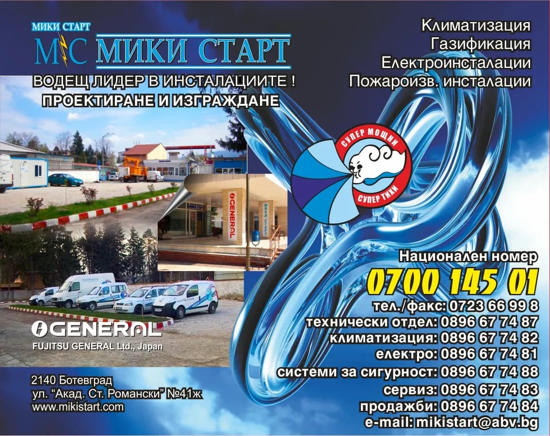 МИКИ СТАРТ - ИЗГРАЖДАНЕ И РЕМОНТ НА КЛИМАТИЧНИ, ВЕНТИЛАЦИОННИ И ОТОПЛИТЕЛНИ ИНСТАЛАЦИИ; СТРОИТЕЛСТВО И СТРОИТЕЛНО…